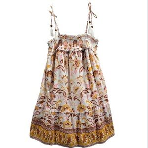 Smocked Floral Mini Dress Summer Boho Size S NWT